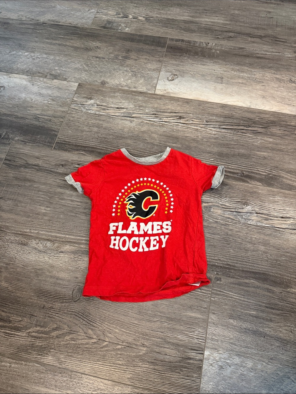 NHL Red Kids' Flames Hockey Graphic Tee with Gray Trim